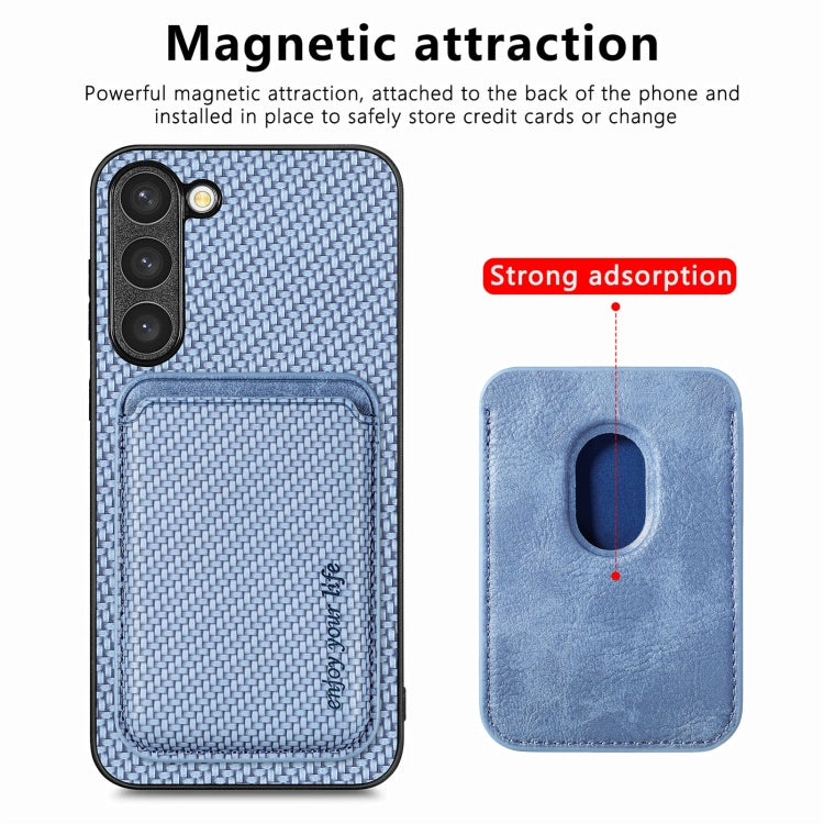 For Samsung Galaxy S23 5G Carbon Fiber Leather Card Magsafe Case(Blue) - Galaxy S23 5G Cases by buy2fix | Online Shopping UK | buy2fix