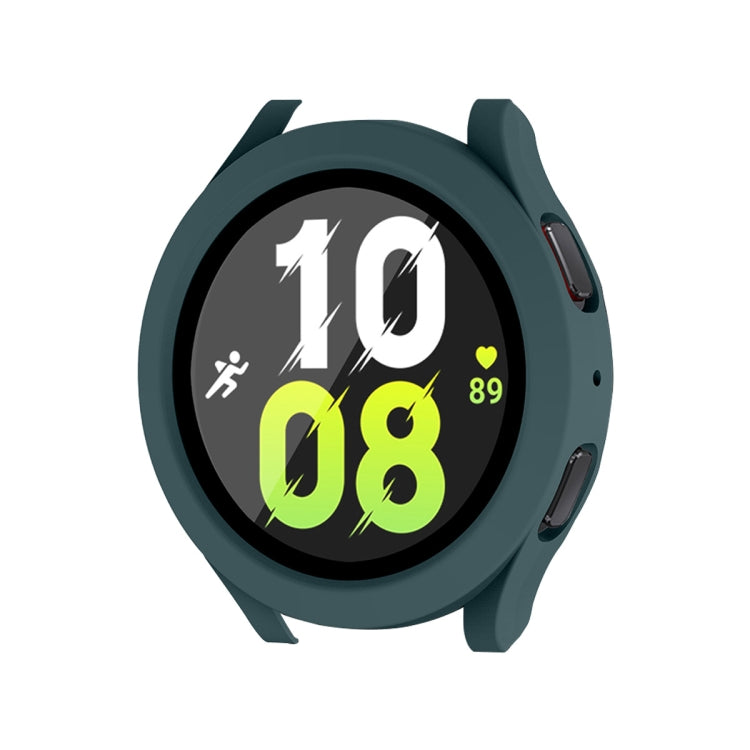 For Samsung Galaxy Watch4/5 44mm ENKAY Hat-Prince Waterproof Full Coverage PC Frame + 9H Tempered Glass Case(Dark Green) - Watch Cases by ENKAY | Online Shopping UK | buy2fix