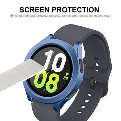 For Samsung Galaxy Watch4/5 44mm ENKAY Hat-Prince Waterproof Full Coverage PC Frame + 9H Tempered Glass Case(Dark Green) - Watch Cases by ENKAY | Online Shopping UK | buy2fix