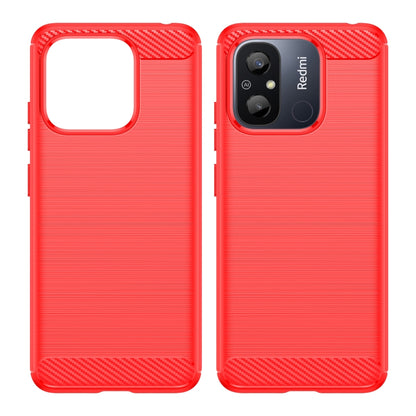 For Xiaomi Redmi 12C Brushed Texture Carbon Fiber TPU Phone Case(Red) - Xiaomi Cases by buy2fix | Online Shopping UK | buy2fix