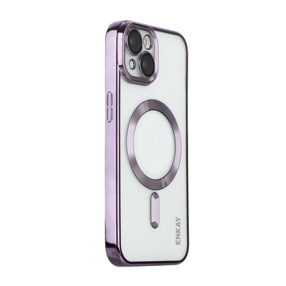 For iPhone 13 ENKAY Electroplated MagSafe Shockproof TPU Phone Case with Lens Film(Purple) - iPhone 13 Cases by ENKAY | Online Shopping UK | buy2fix