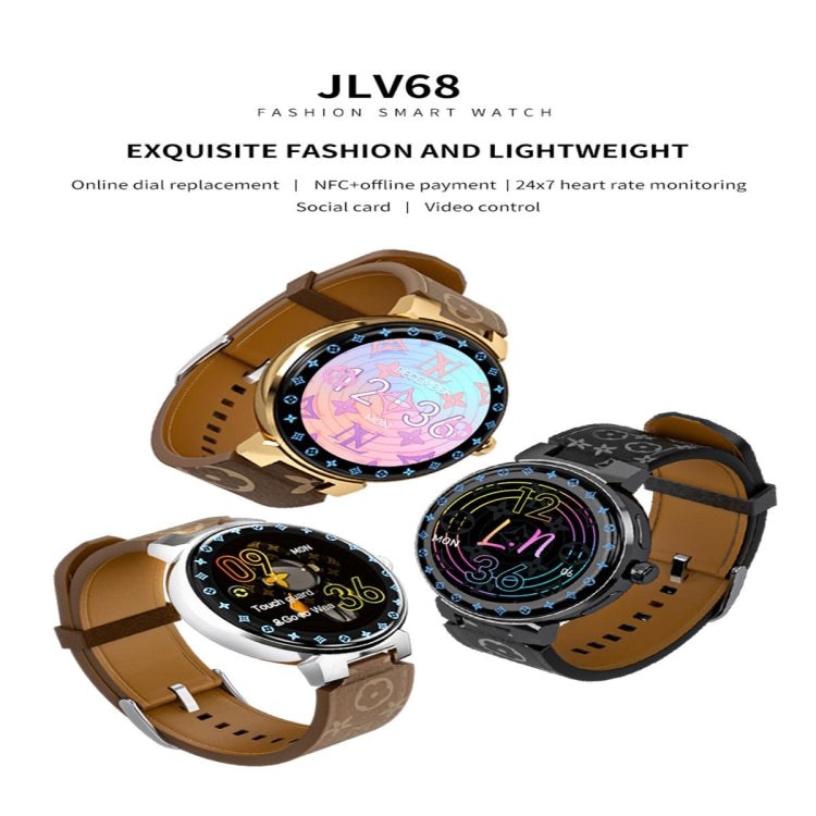 JLV68 1.35 inch Color Screen Smart Watch,Support Heart Rate Monitoring / Blood Pressure Monitoring(Gold) - Smart Wear by buy2fix | Online Shopping UK | buy2fix