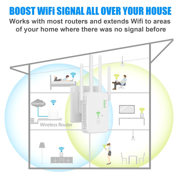 U10 1200Mbps Signal Booster WiFi Extender WiFi Antenna Dual Band 5G Wireless Signal Repeater(US Plug) -  by buy2fix | Online Shopping UK | buy2fix