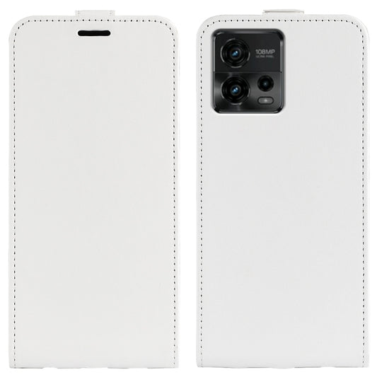 For Motorola Moto G72 R64 Texture Single Vertical Flip Leather Phone Case(White) - Motorola Cases by buy2fix | Online Shopping UK | buy2fix