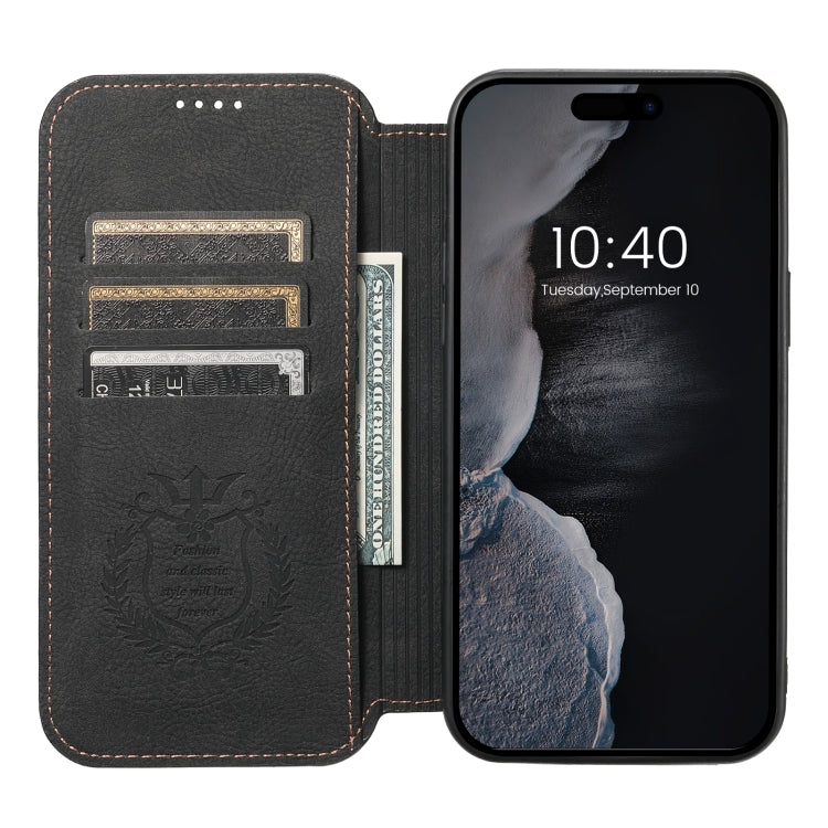 For iPhone 14 Pro Max Suteni J06 Retro Matte Litchi Texture Leather Magnetic Magsafe Phone Case(Black) - iPhone 14 Pro Max Cases by Suteni | Online Shopping UK | buy2fix