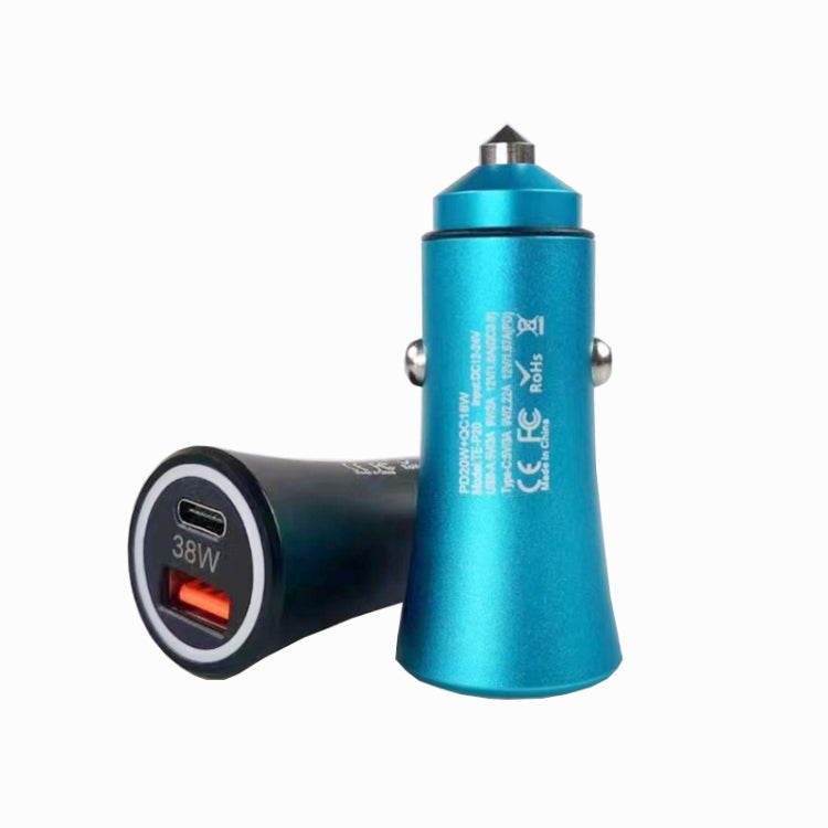 P20 38W PD3.0 20W + QC3.0 USB Safety Hammer Car Charger(Blue) - Car Charger by buy2fix | Online Shopping UK | buy2fix