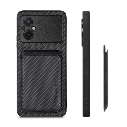 For Xiaomi POCO M5 4G Carbon Fiber Leather Card Magsafe Phone Case(Black) - Xiaomi Cases by buy2fix | Online Shopping UK | buy2fix