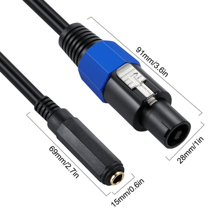 JUNSUNMAY Speakon Male to 6.35mm Female Audio Speaker Adapter Cable with Snap Lock, Length: 50cm - Microphone Audio Cable & Connector by JUNSUNMAY | Online Shopping UK | buy2fix