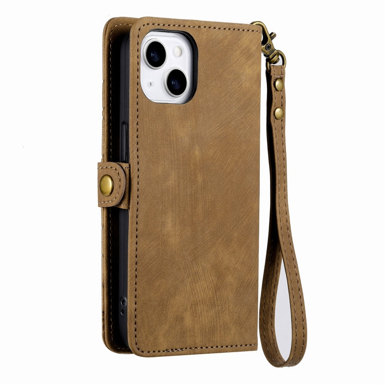 For iPhone 11 Pro Max Geometric Zipper Wallet Side Buckle Leather Phone Case(Brown) - iPhone 11 Pro Max Cases by buy2fix | Online Shopping UK | buy2fix