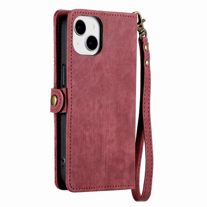 For iPhone SE 2022 /2020 /7 / 8 Geometric Zipper Wallet Side Buckle Leather Phone Case(Red) - iPhone SE 2022 / 2020 / 8 / 7 Cases by buy2fix | Online Shopping UK | buy2fix