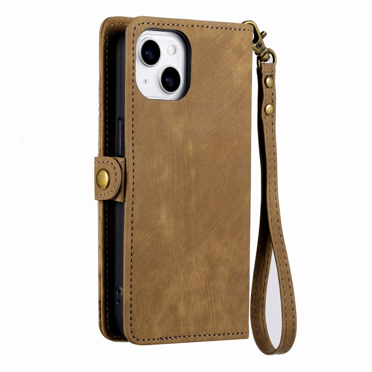 For iPhone 6 / 6s Geometric Zipper Wallet Side Buckle Leather Phone Case(Brown) - More iPhone Cases by buy2fix | Online Shopping UK | buy2fix