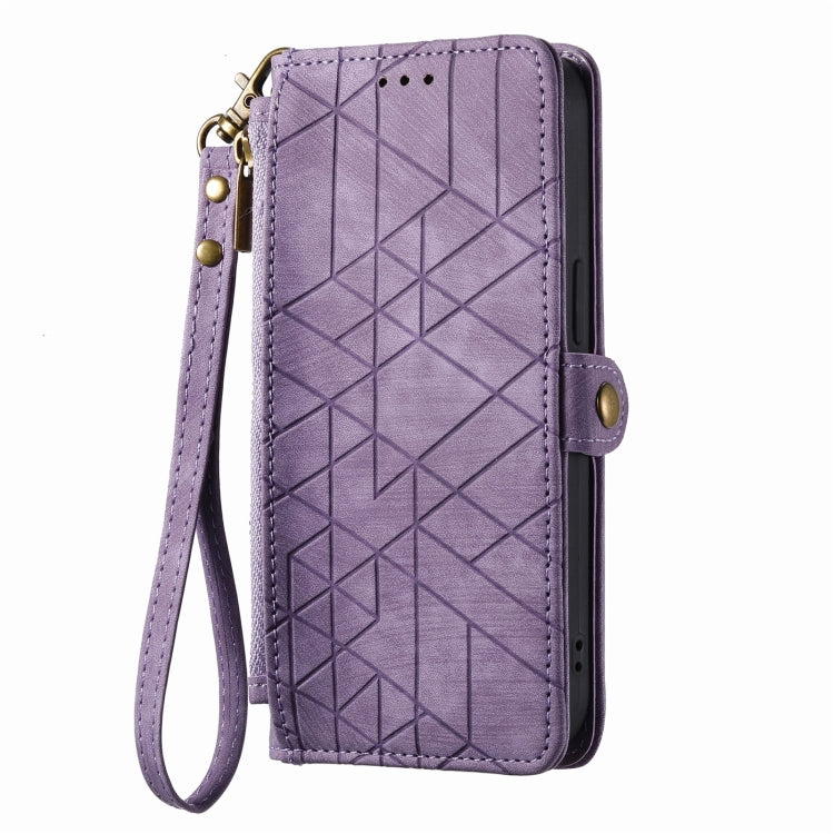 For iPhone 6 / 6s Geometric Zipper Wallet Side Buckle Leather Phone Case(Purple) - More iPhone Cases by buy2fix | Online Shopping UK | buy2fix