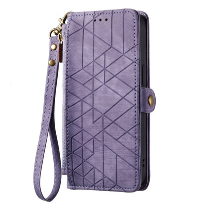 For Google Pixel 7 Geometric Zipper Wallet Side Buckle Leather Phone Case(Purple) - Google Cases by buy2fix | Online Shopping UK | buy2fix