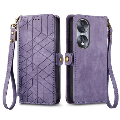 For Honor Play6T Pro Geometric Zipper Wallet Side Buckle Leather Phone Case(Purple) - Honor Cases by buy2fix | Online Shopping UK | buy2fix