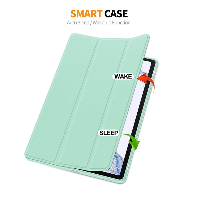 For Samsung Galaxy Tab S9 ENKAY Tri-fold Custer Leather TPU Bottom Smart Case with Pen Slot(Dark Green) - Galaxy Tab S9 Cases by ENKAY | Online Shopping UK | buy2fix