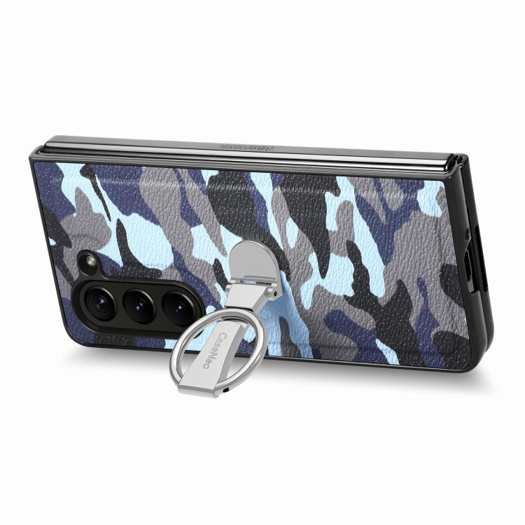 For   Samsung  Galaxy Z Fold5 5G Camouflage Ring Holder PC Phone Case(Blue) - Galaxy Z Fold5 Cases by buy2fix | Online Shopping UK | buy2fix