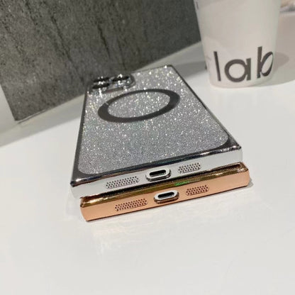 For iPhone 14 Square Gradient Magsafe Electroplating TPU Phone Case(Black) - iPhone 14 Cases by buy2fix | Online Shopping UK | buy2fix