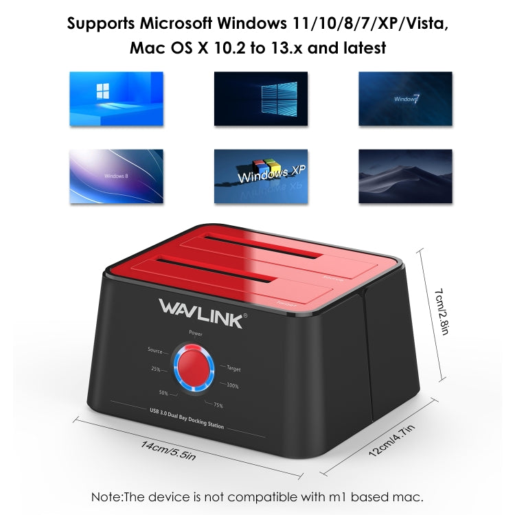 Wavlink ST334U SSD Dual Bay External Hard Drive Docking Station USB 3.0 to SATA I/II/III(AU Plug) - External Hard Drives by buy2fix | Online Shopping UK | buy2fix