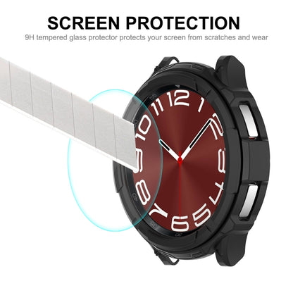 For Samsung Galaxy Watch6 Classic 47mm ENKAY Hat-Prince 2 in 1 TPU Armor Watch Case + 0.2mm 9H Tempered Glass Screen Protector(Black) - Watch Cases by ENKAY | Online Shopping UK | buy2fix