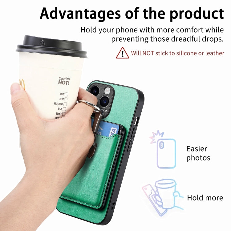 For iPhone 15 Pro Max Skin Feel Ring Holder Wallet Magnetic Phone Case(Green) - iPhone 15 Pro Max Cases by buy2fix | Online Shopping UK | buy2fix