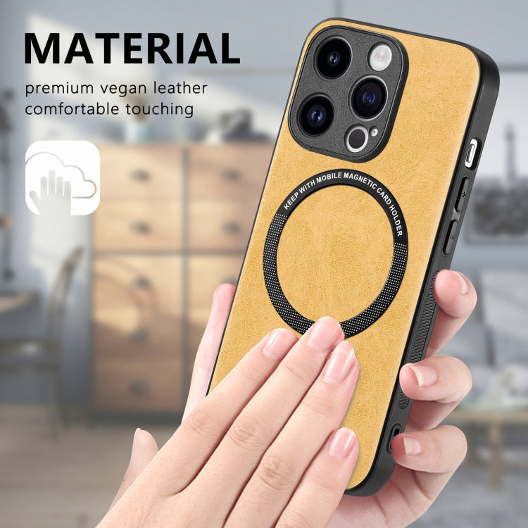 For iPhone 15 Pro Max Solid Color Leather Skin Back Phone Case(Yellow) - iPhone 15 Pro Max Cases by buy2fix | Online Shopping UK | buy2fix