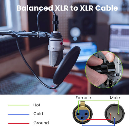 JUNSUNMAY XLR Male to Female Mic Cord 3 Pin Audio Cable Balanced Shielded Cable, Length:15m - Microphone Audio Cable & Connector by JUNSUNMAY | Online Shopping UK | buy2fix