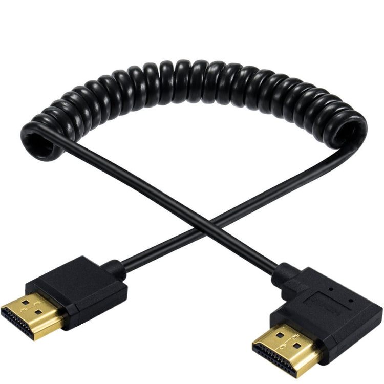 JUNSUNMAY 4K 60Hz HDMI Male to Male HDMI 2.0V Elbow Head Spring Cable, Length:1.2m(Down) - Cable by JUNSUNMAY | Online Shopping UK | buy2fix