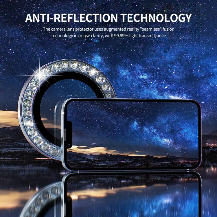 For iPhone 14 / 14 Plus ENKAY AR Anti-reflection Individual Diamond Ring Camera Lens Glass Full Film(Silver) - iPhone 14 Tempered Glass by ENKAY | Online Shopping UK | buy2fix