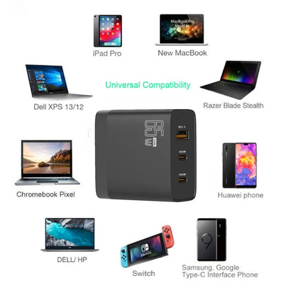 GAN 65W PD45W Dual Type-C+QC3.0 USB Multi Compatible Laptop Adapter AU + US Plug Black - Power Supply by buy2fix | Online Shopping UK | buy2fix