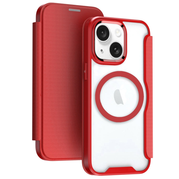 For iPhone 15 Plus MagSafe RFID Blocking Adsorption Flip Leather Phone Case(Red) - iPhone 15 Plus Cases by buy2fix | Online Shopping UK | buy2fix