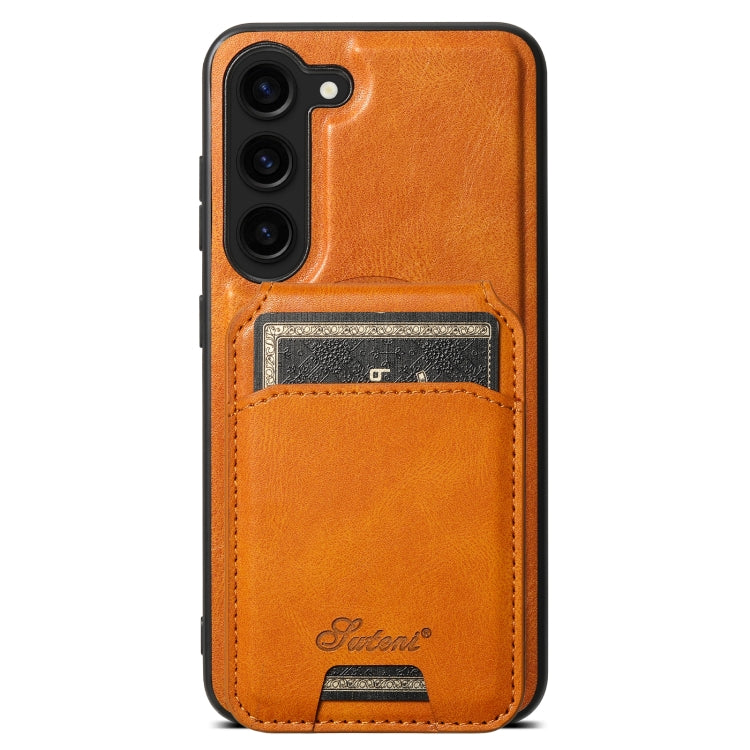 For Samsung Galaxy S23 5G Suteni H15  Oil Eax Leather Detachable Wallet Back Phone Case(Khaki) - Galaxy S23 5G Cases by Suteni | Online Shopping UK | buy2fix