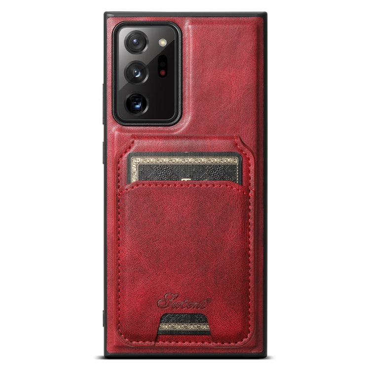 For Samsung Galaxy Note20 Ultra 5G Suteni H15 MagSafe Oil Eax Leather Detachable Wallet Back Phone Case(Red) - Galaxy Note20 Ultra Cases by Suteni | Online Shopping UK | buy2fix