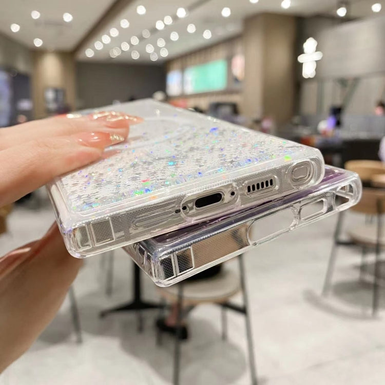 For Samsung Galaxy S24 5G MagSafe Glitter Hybrid Clear TPU Phone Case(White) - Galaxy S24 5G Cases by buy2fix | Online Shopping UK | buy2fix