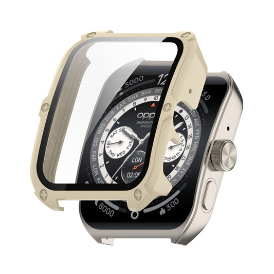 For OPPO Watch 4 Pro ENKAY Hat-Prince Full Coverage PC + Tempered Glass Film Integrated Watch Case(Ivory White) - Watch Case by ENKAY | Online Shopping UK | buy2fix