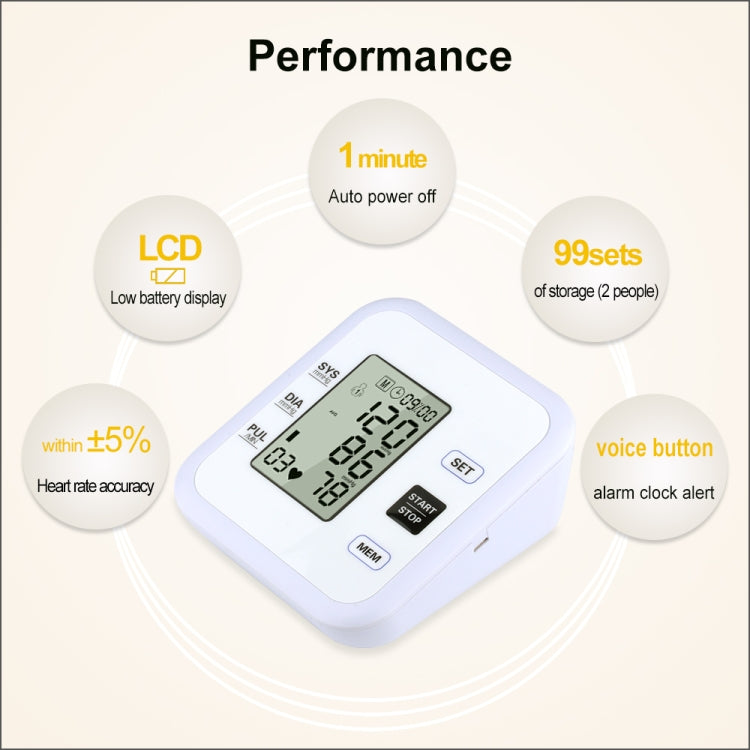 RZ205 Blood Pressures Automatic Digital Upper Arm Heart Beat Rate Pulse Monitor Meter Tonometer Equipment Sphygmomanometer - Sphygmomanometer by buy2fix | Online Shopping UK | buy2fix