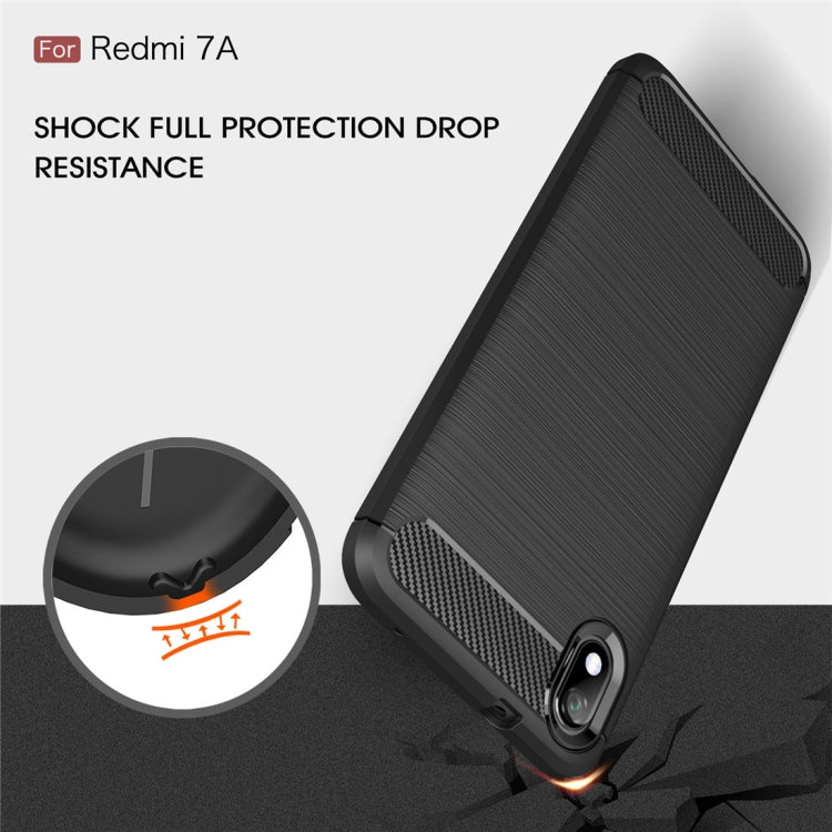 Brushed Texture Carbon Fiber TPU Case for Xiamo Redmi 7A(Black) - Xiaomi Cases by buy2fix | Online Shopping UK | buy2fix