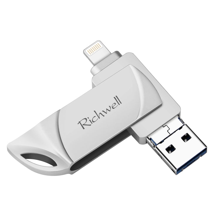 Richwell DXZ65 USB Flash Disk 32G 3 in 1 Micro USB + 8 Pin + USB 3.0 Compatible IPhone & IOS(Silver) - U Disk & Card Reader by Richwell | Online Shopping UK | buy2fix