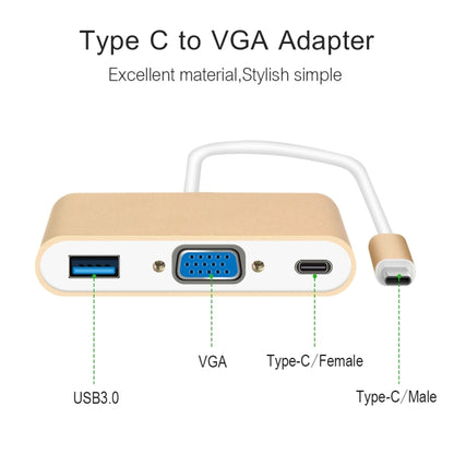 USB Type C to VGA 3-in-1 Hub Adapter supports USB Type C tablets and laptops for Macbook Pro / Google ChromeBook(Silver) - Computer & Networking by buy2fix | Online Shopping UK | buy2fix