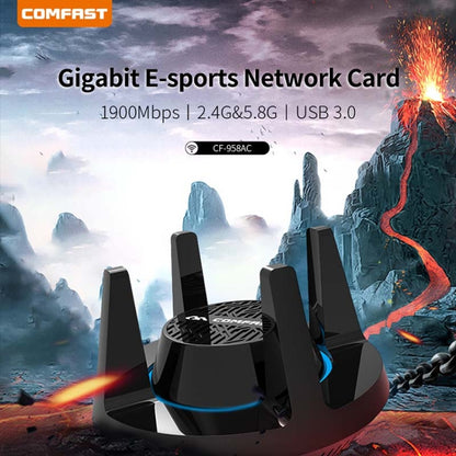 Comfast CF-958AC High Power PA Wifi Adapter 1900Mbps Gigabit E-Sports Network Card 2.4Ghz+5.8Ghz USB 3.0 PC Lan Dongle Receiver - Wireless Routers by COMFAST | Online Shopping UK | buy2fix