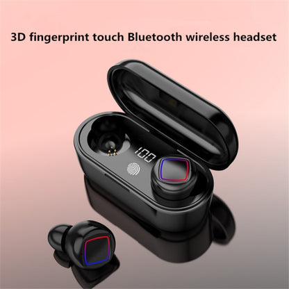 TWS Fingerprint Touch Bluetooth Headset LED Battery Display With Charging Bin(Black) - TWS Earphone by buy2fix | Online Shopping UK | buy2fix