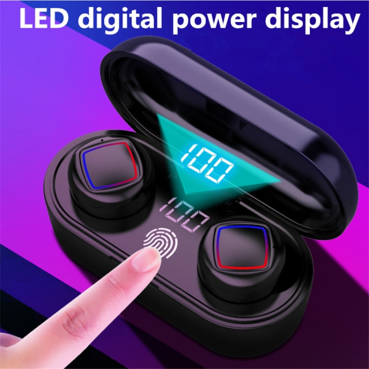 TWS Fingerprint Touch Bluetooth Headset LED Battery Display With Charging Bin(Black) - TWS Earphone by buy2fix | Online Shopping UK | buy2fix