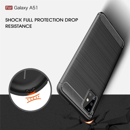 For Galaxy A51 Brushed Texture Carbon Fiber TPU Case(Black) - Galaxy Phone Cases by buy2fix | Online Shopping UK | buy2fix