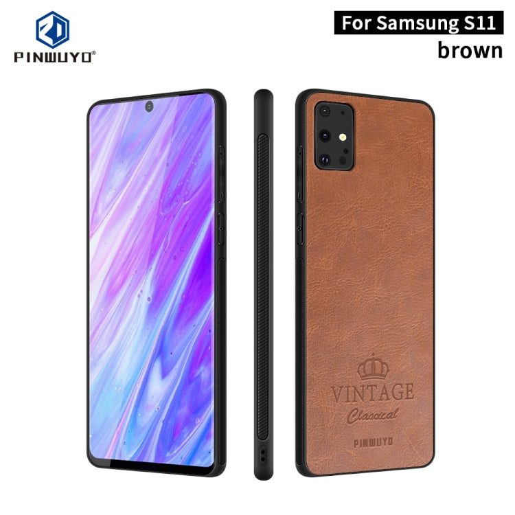 For Galaxy S20 Plus PINWUYO Pin Rui Series Classical Leather, PC + TPU + PU Leather Waterproof And Anti-fall All-inclusive Protective Shell(Brown) - Galaxy Phone Cases by PINWUYO | Online Shopping UK | buy2fix