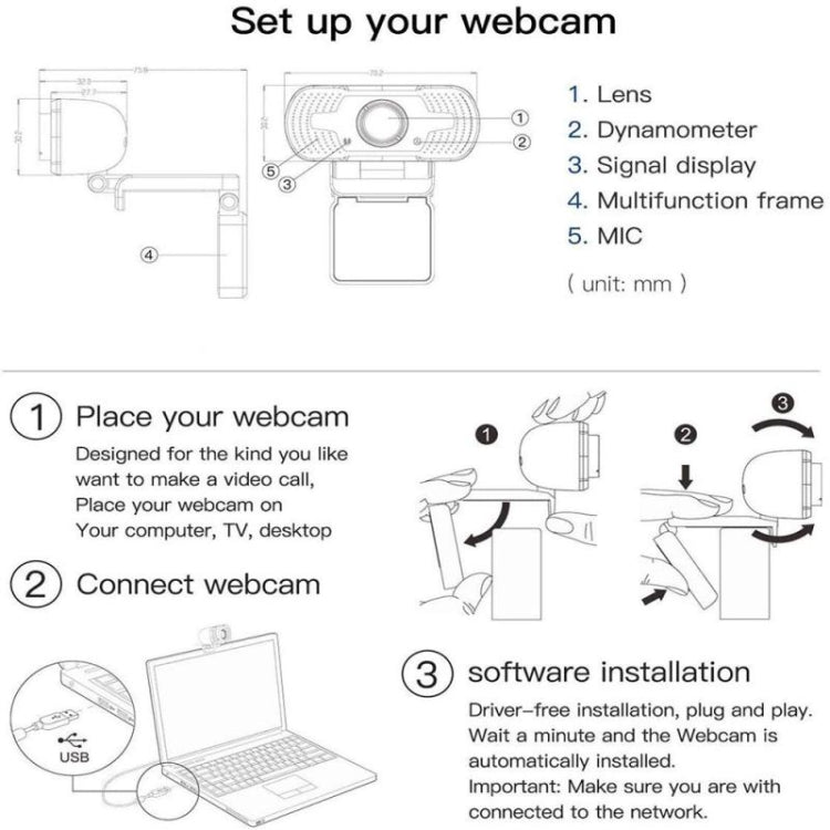 Full HD 1080P Web Camera With Noise Cancellation Microphone Skype Streaming Live Camera for Computer Android TV - Computer & Networking by buy2fix | Online Shopping UK | buy2fix