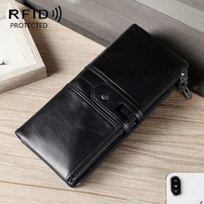 Ladies Genuine Leather Long Wallet Anti-theft Card Bag Multifunctional Clutch Bag(Black) - Home & Garden by buy2fix | Online Shopping UK | buy2fix