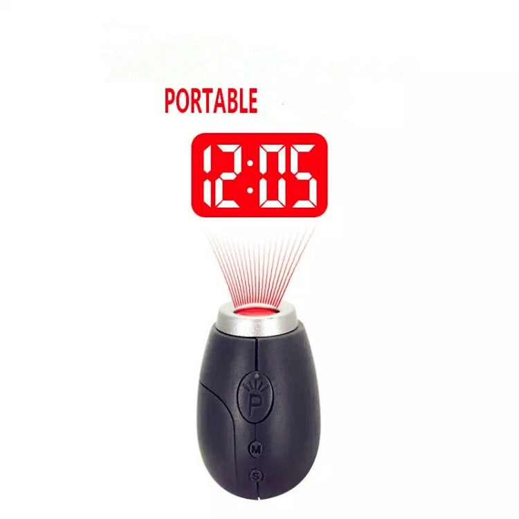 Portable Digital Projection Alarm Clock Mini Projector LED Clock Carry Time Flashlight Clock with Hanging Rope(Black) - Home & Garden by buy2fix | Online Shopping UK | buy2fix
