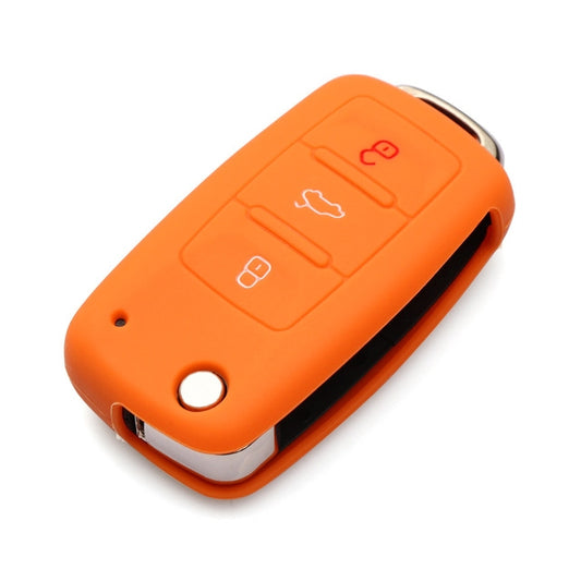 2 PCS Silicone Car Key Cover Case for Volkswagen Golf(Orange) - In Car by buy2fix | Online Shopping UK | buy2fix