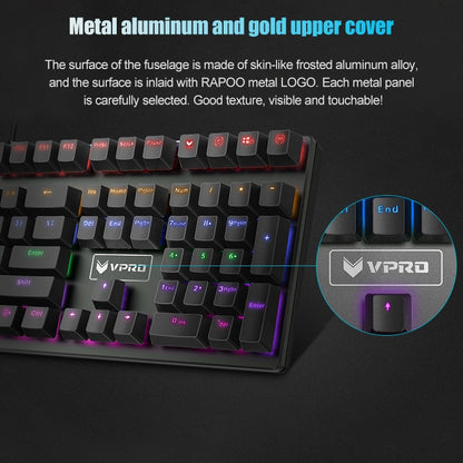 Rapoo V700S 104 Keys Mixed Color Backlight USB Wired Game Computer Without Punching Mechanical Keyboard(Black Shaft) - Wired Keyboard by Rapoo | Online Shopping UK | buy2fix