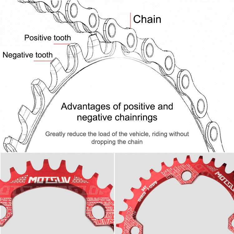 MOTSUV Narrow Wide Chainring MTB  Bicycle 104BCD Tooth Plate Parts(Red) - Outdoor & Sports by MOTSUV | Online Shopping UK | buy2fix