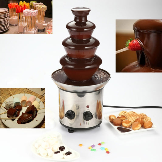 2 PCS 4 Layers Electrical Chocolate Fountain Chocolate Melt Fondue Waterfall Machine - Home & Garden by buy2fix | Online Shopping UK | buy2fix